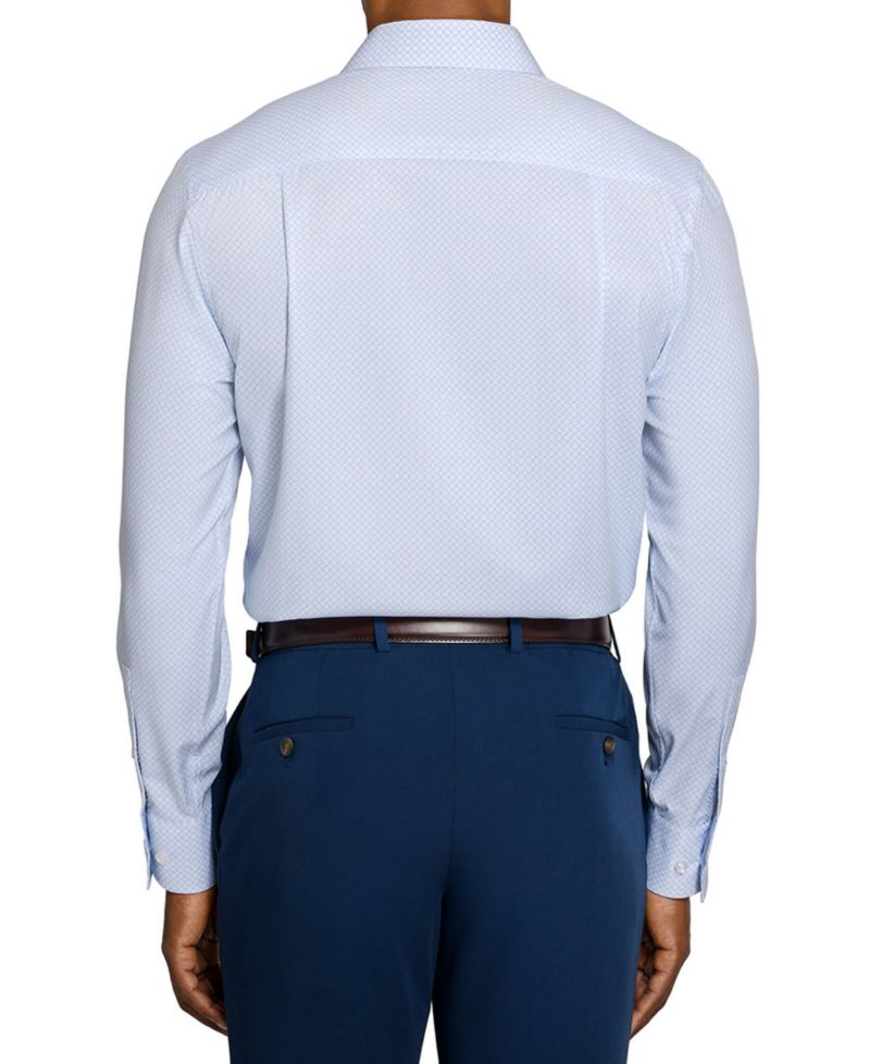 Men's Spread Collar Slim-Fit Performance Stretch Comfort Dress Shirt