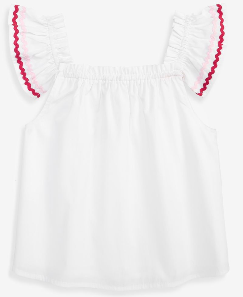 Girls' 6-8 Rik Rak Cotton Flutter Top