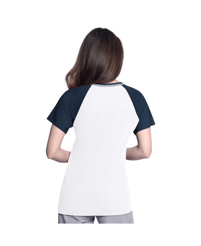 Women's White/Navy New York Yankees Ball Park Raglan V-Neck T-Shirt