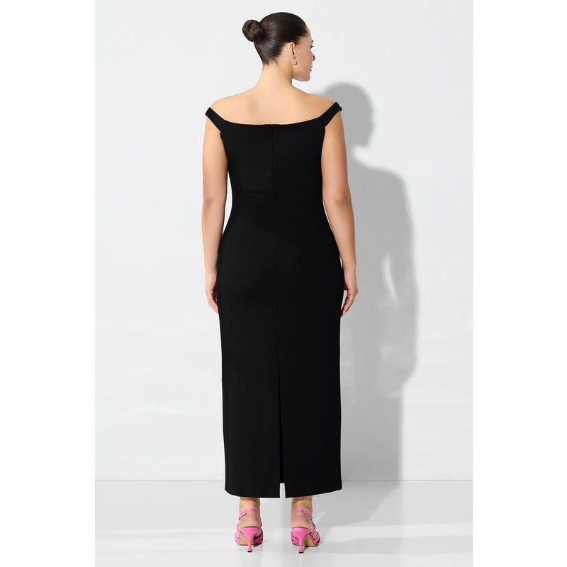 Women's Eliana Slit Sleeveless Off-Shoulder Boat-Neck Fitted Midi Dress