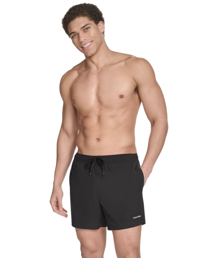 Men's Core Euro Regular-Fit Quick-Dry 5" Swim Trunks with Compression Short Liner