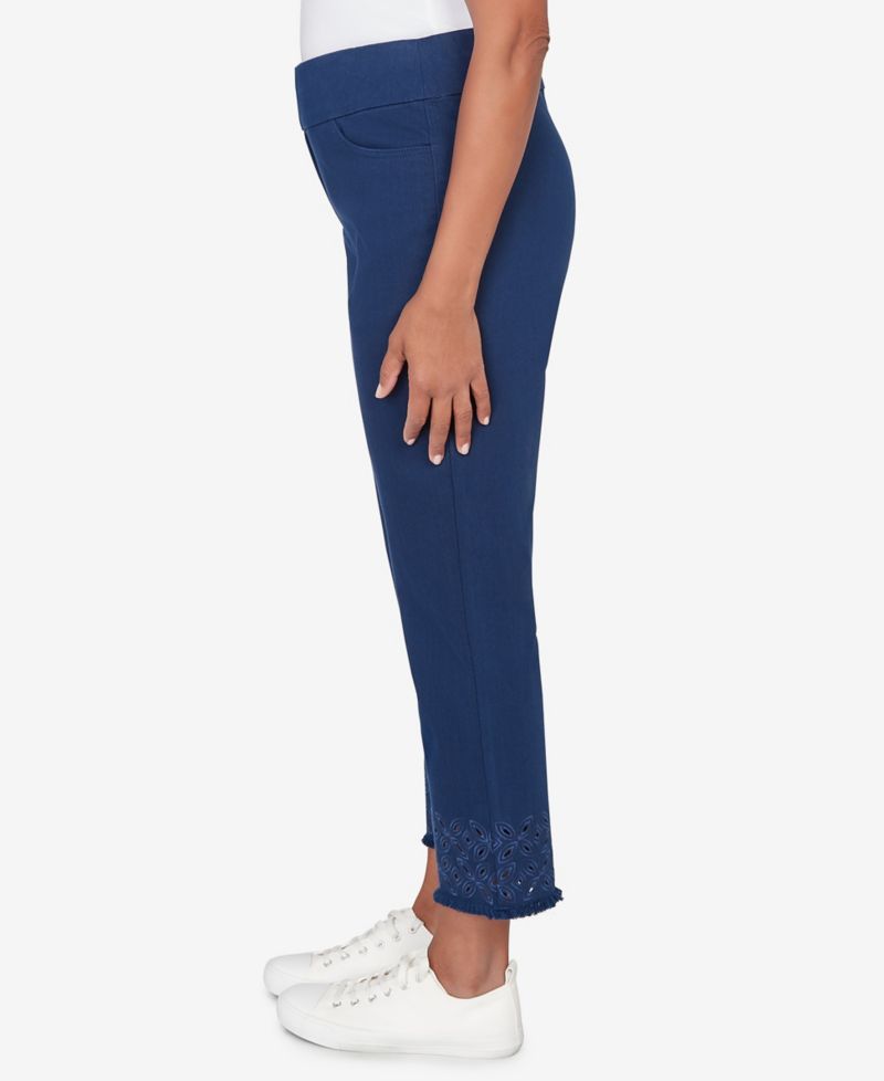 Women's Mykonos Geometric Embroidered Super Stretch Denim Ankle Pant