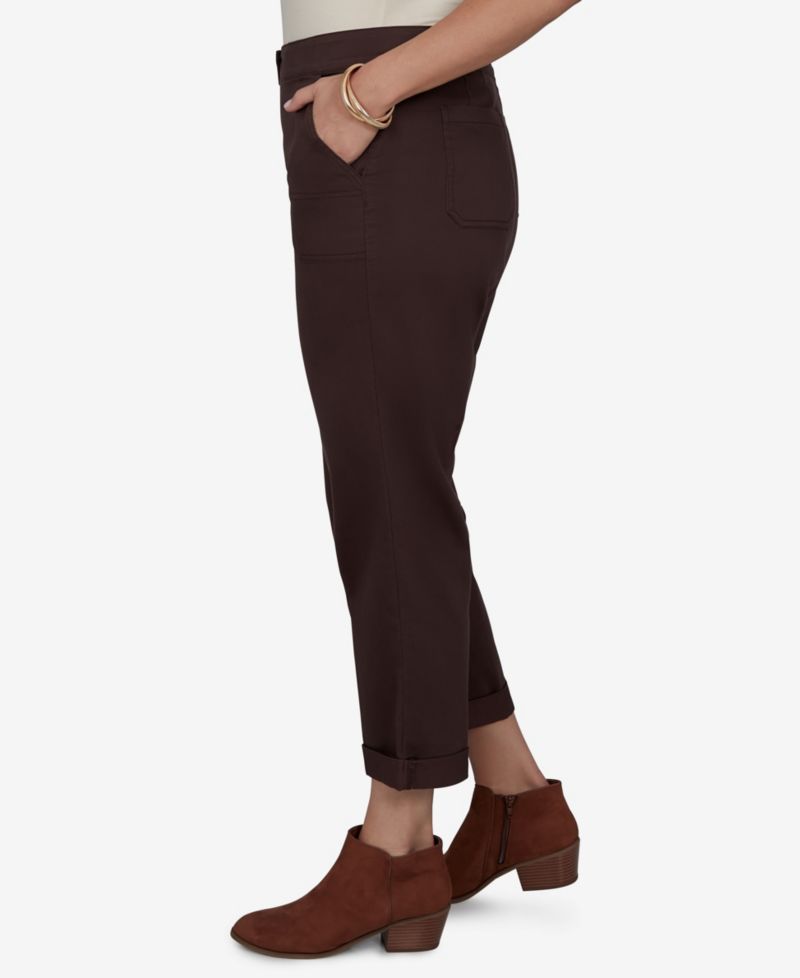 Plus Size Enzyme Wash Straight Cropped Pants