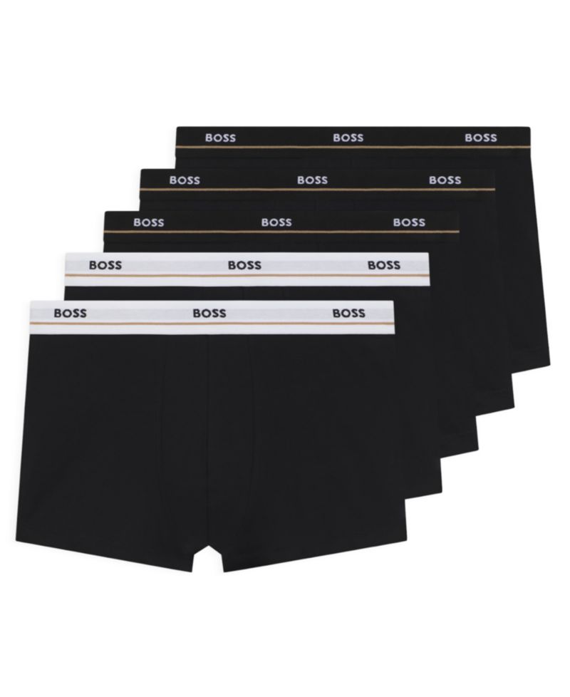 Men's Essential Cotton Logo-Waistband Trunks, 5-Piece Set