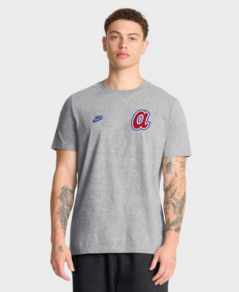 Men's Heather Gray Atlanta Braves Cooperstown 2-Hit T-Shirt