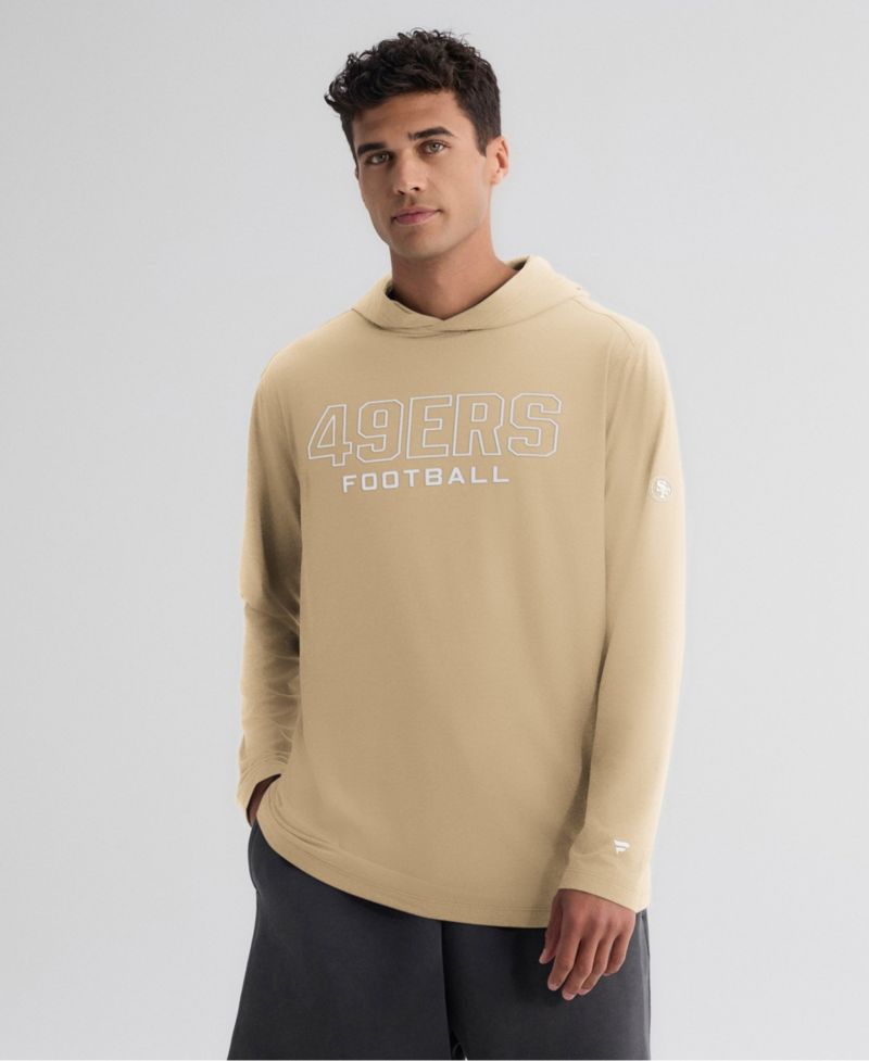 Men's Tan San Francisco 49ers Clutch Long Sleeve Hooded T-Shirt