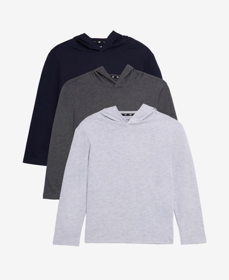 3 Pack Kids And Boys Basic Long Sleeve Hoodie T-Shirts
