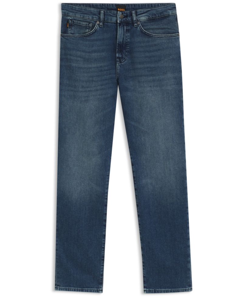 Men's Mid-Blue Comfort-Stretch Regular-Fit Jeans