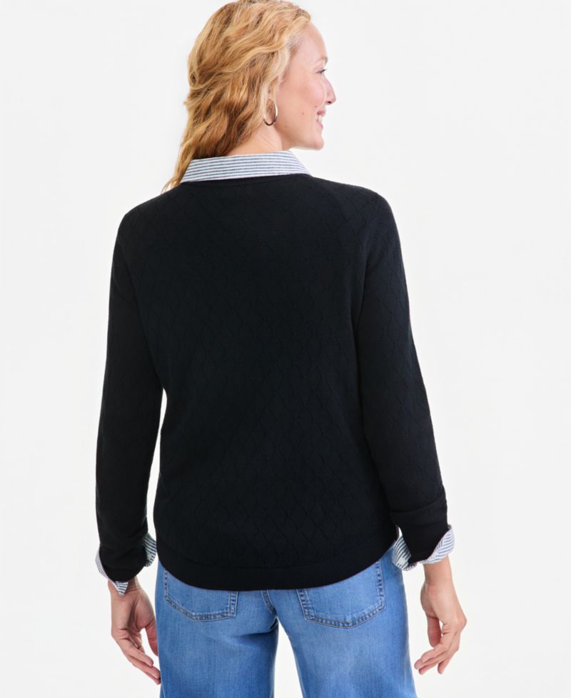 Women's Cotton Curved-Hem Sweater