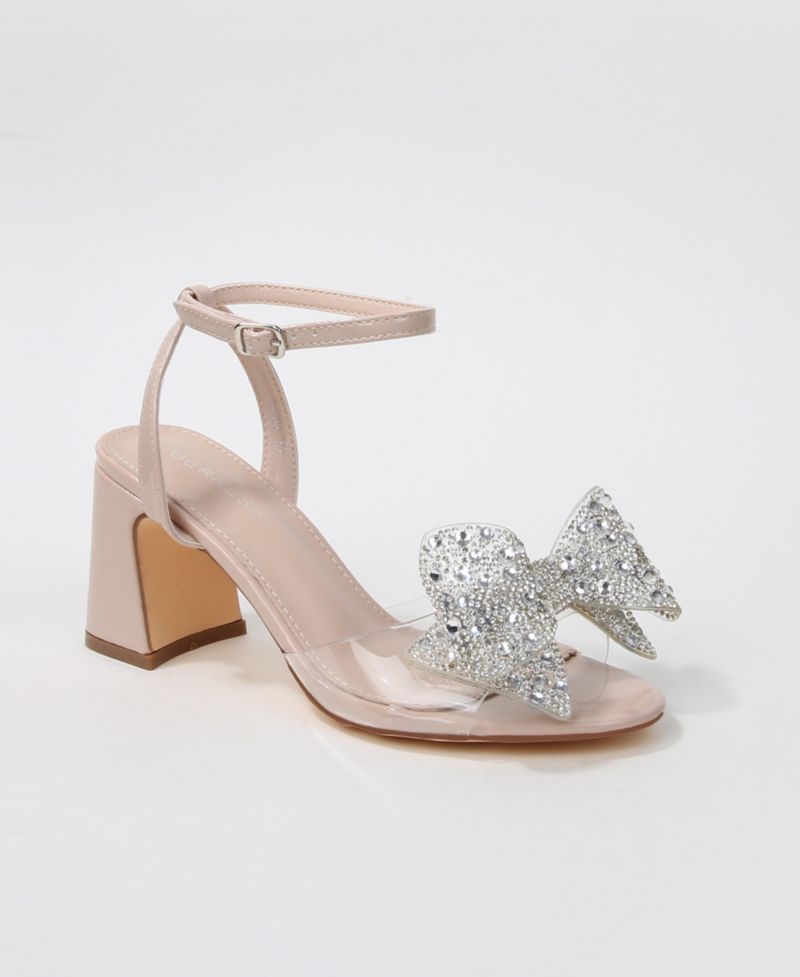 Women's Fiora Rhinestone Embellished Butterfly Bow Block Heel Dress Sandals