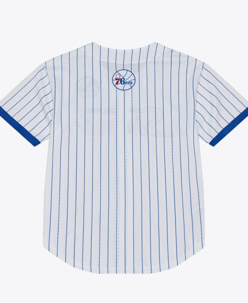 Men's Philadelphia 76ers Head Coach Pinstripe Mesh Full-Button Baseball Jersey