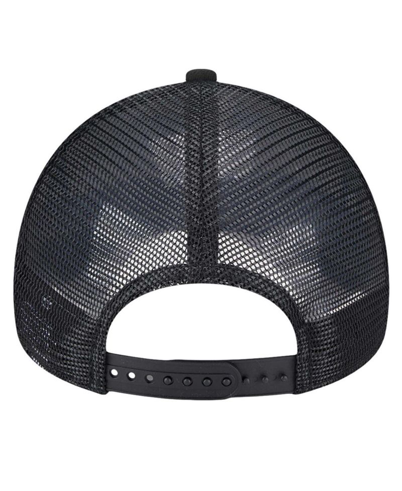 Men's Black/Charcoal Brooklyn Nets Tip Off A-Frame Trucker 9FORTY Adjustable Hat
