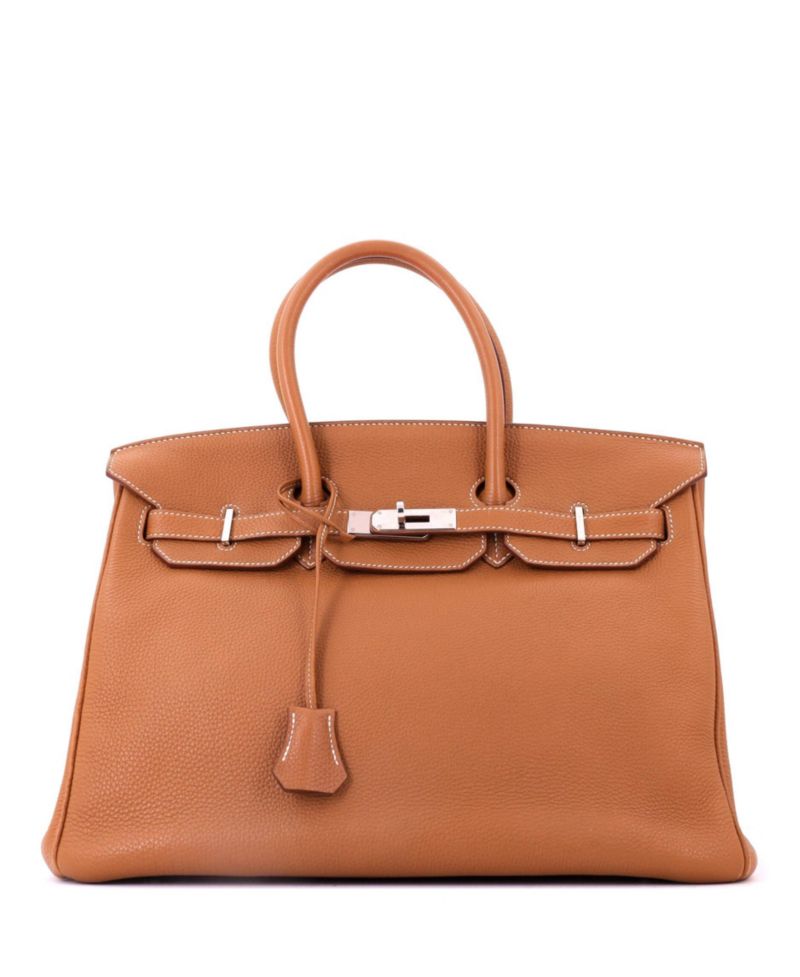 Pre-Owned Hermes Birkin 35 Handbag Brown Togo with Palladium Hardware