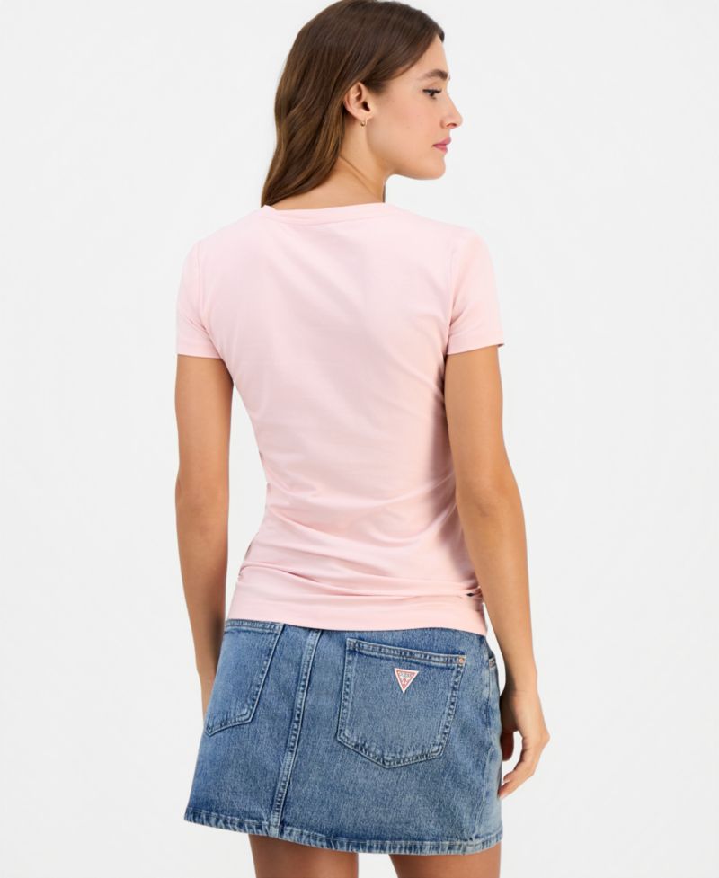 Women's Short-Sleeve Crewneck Degrade Paillette Logo T-Shirt