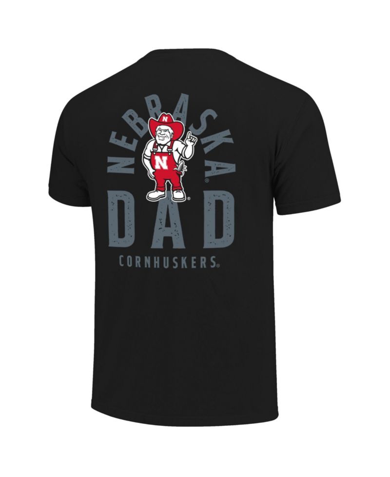 Men's Black Nebraska Huskers Father's Day Mascot Overlay T-Shirt