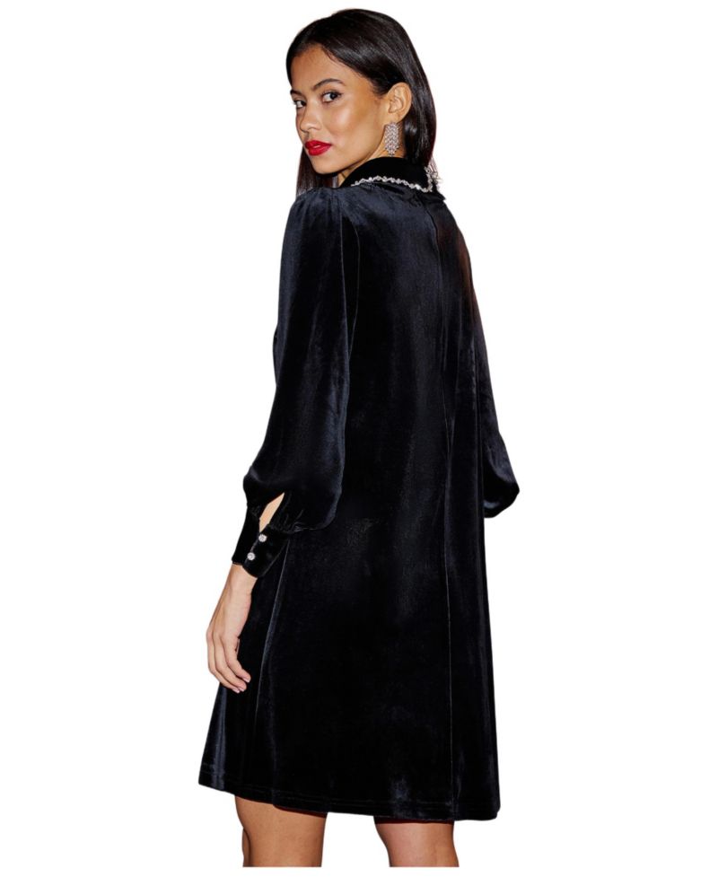 Women's Long Sleeve Velvet Tunic Dress