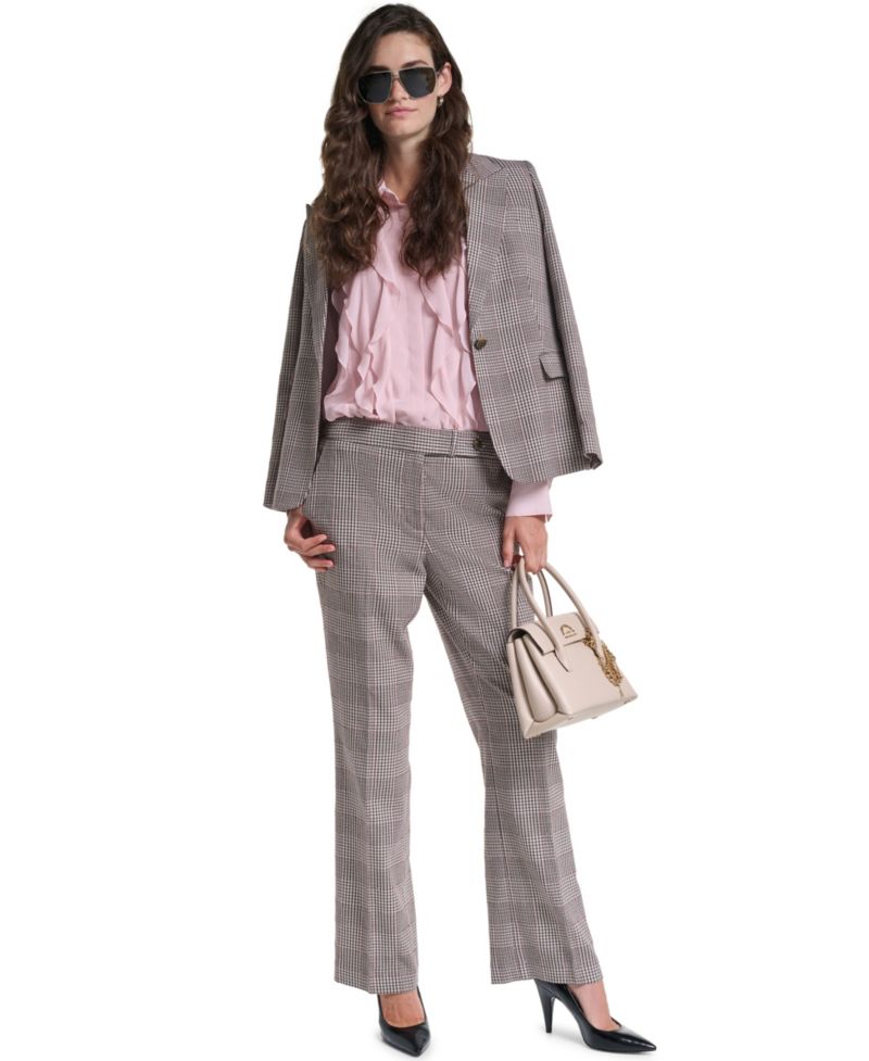 Petite Woven Plaid Lined Blazer