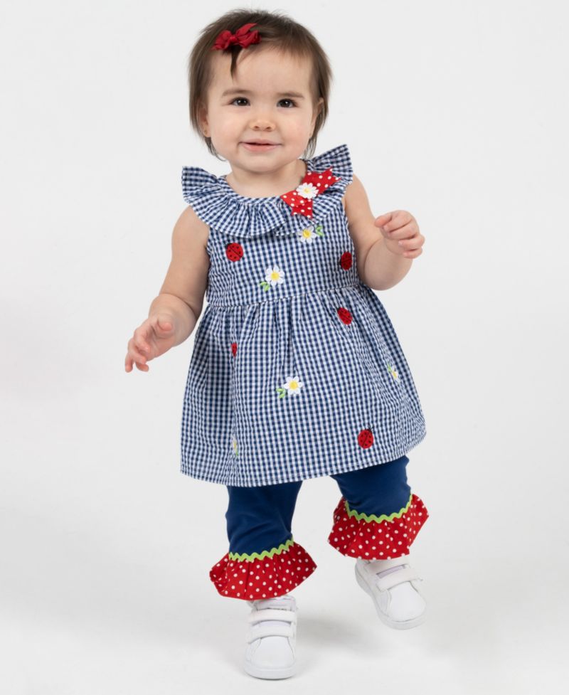 Baby Girls' Seersucker Sleeveless Top and Capri Pants, 2-Piece Set