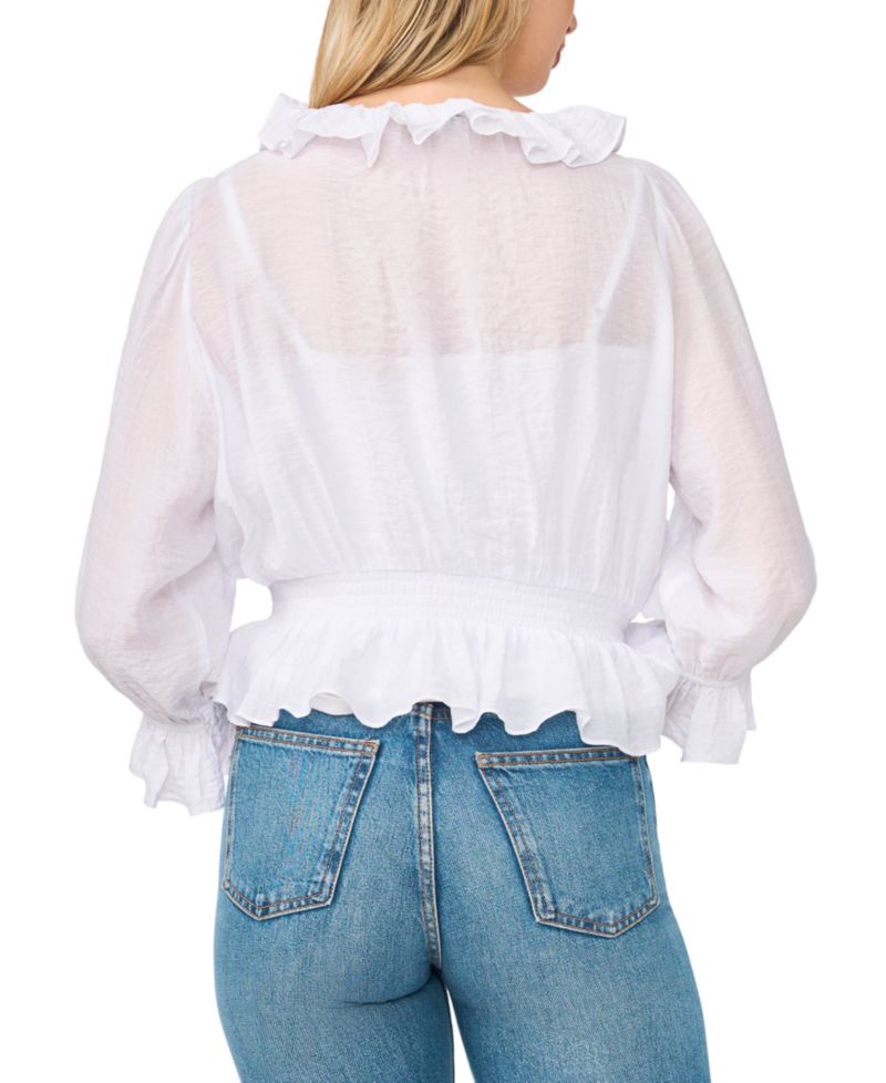 Women's Tie-Neck Ruffle-Sleeve Top