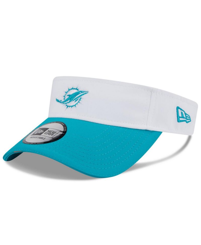 Men's White/Aqua Miami Dolphins 2025 NFL Training Camp Adjustable Visor Hat