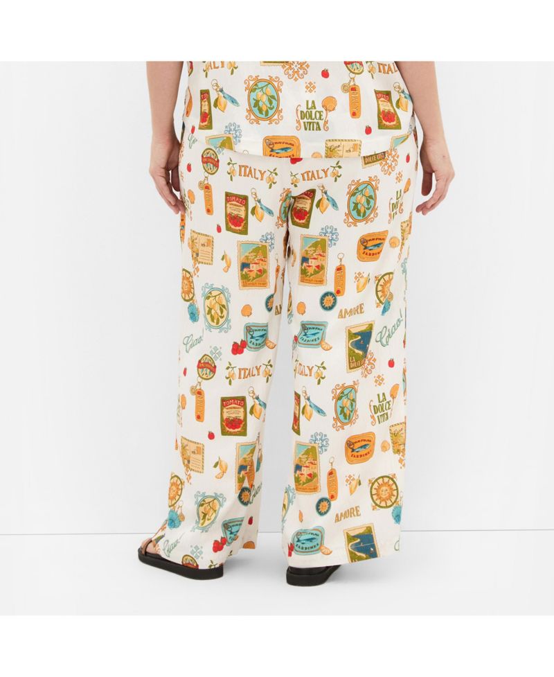 Plus Size Amore Print Wide Leg Pant