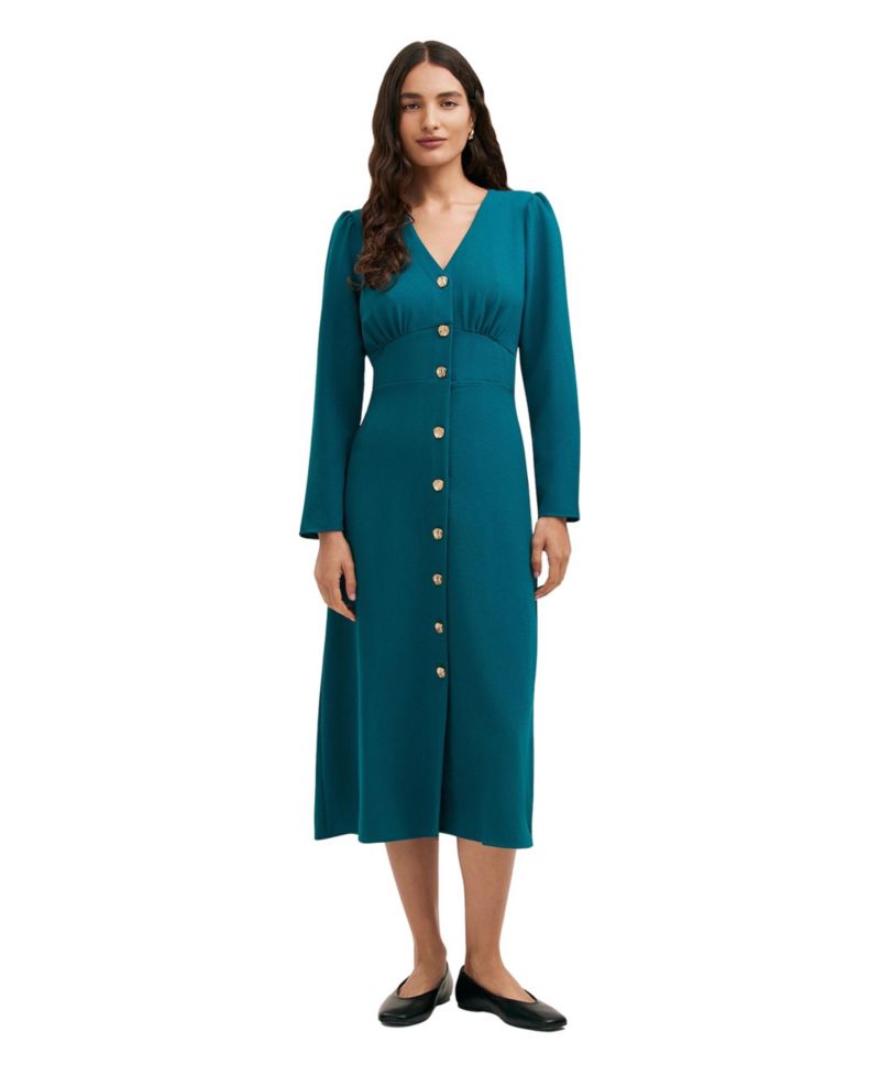 Women's Caprice Long-Sleeve V-Neck Crepe Midi Dress