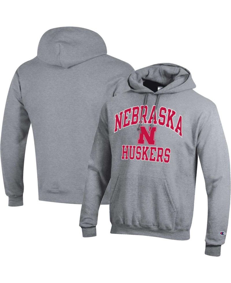 Men's Heather Gray Nebraska Huskers High Motor Pullover Hoodie