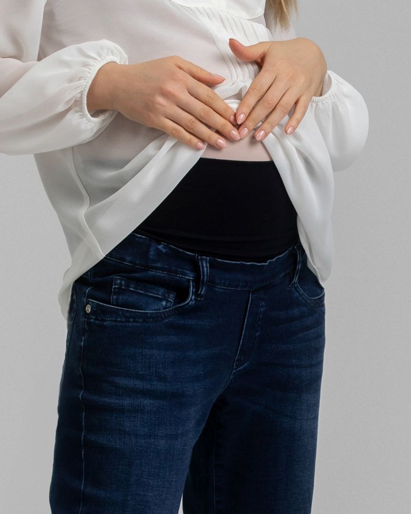 Maternity Slim Fit Hi-Rise Flare Jeans with Elastic Waistband