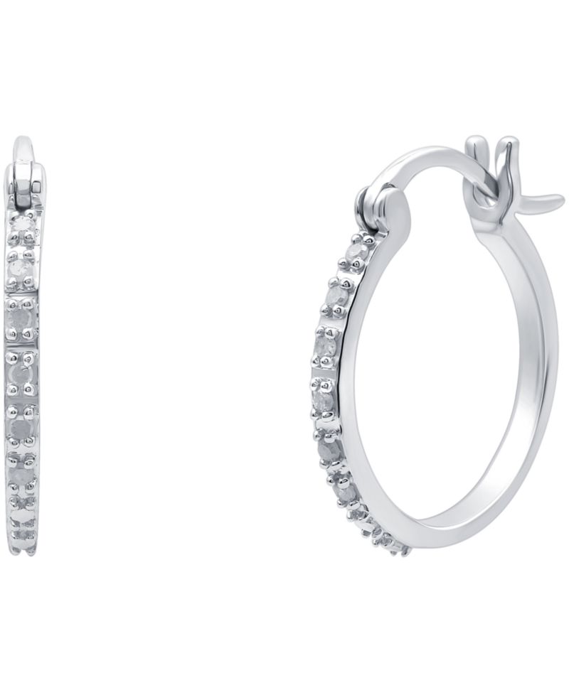 Diamond Hoop Earrings (1/10 ct. t.w.) in Sterling Silver