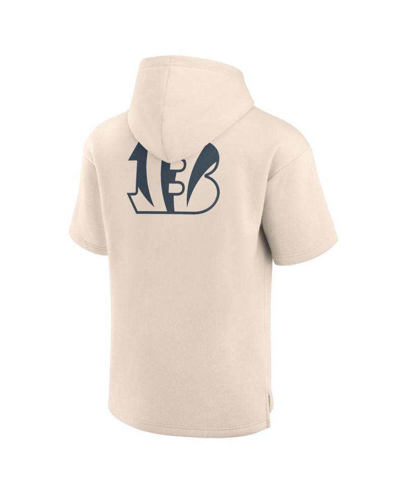 Men's Cream Cincinnati Bengals Elements Future Ground Lettering Short Sleeve Pullover Hoodie