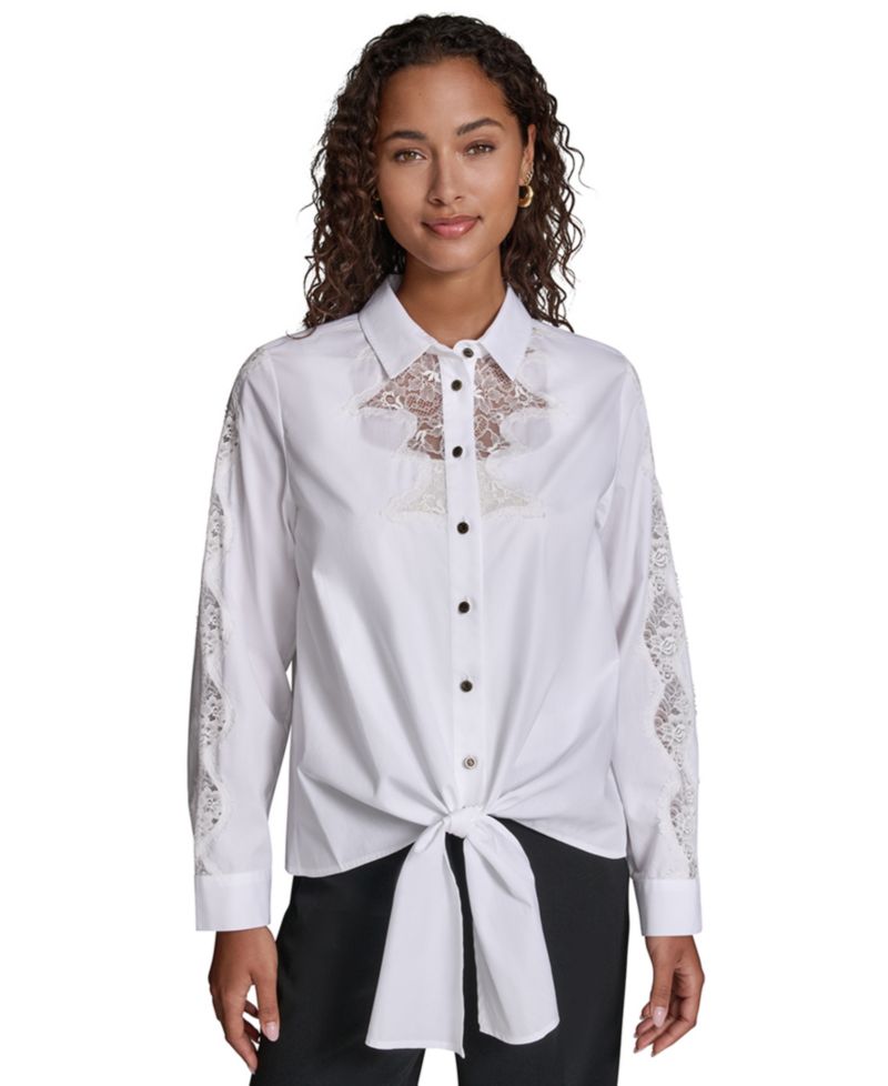 Women's Cotton Poplin Button-Front Blouse