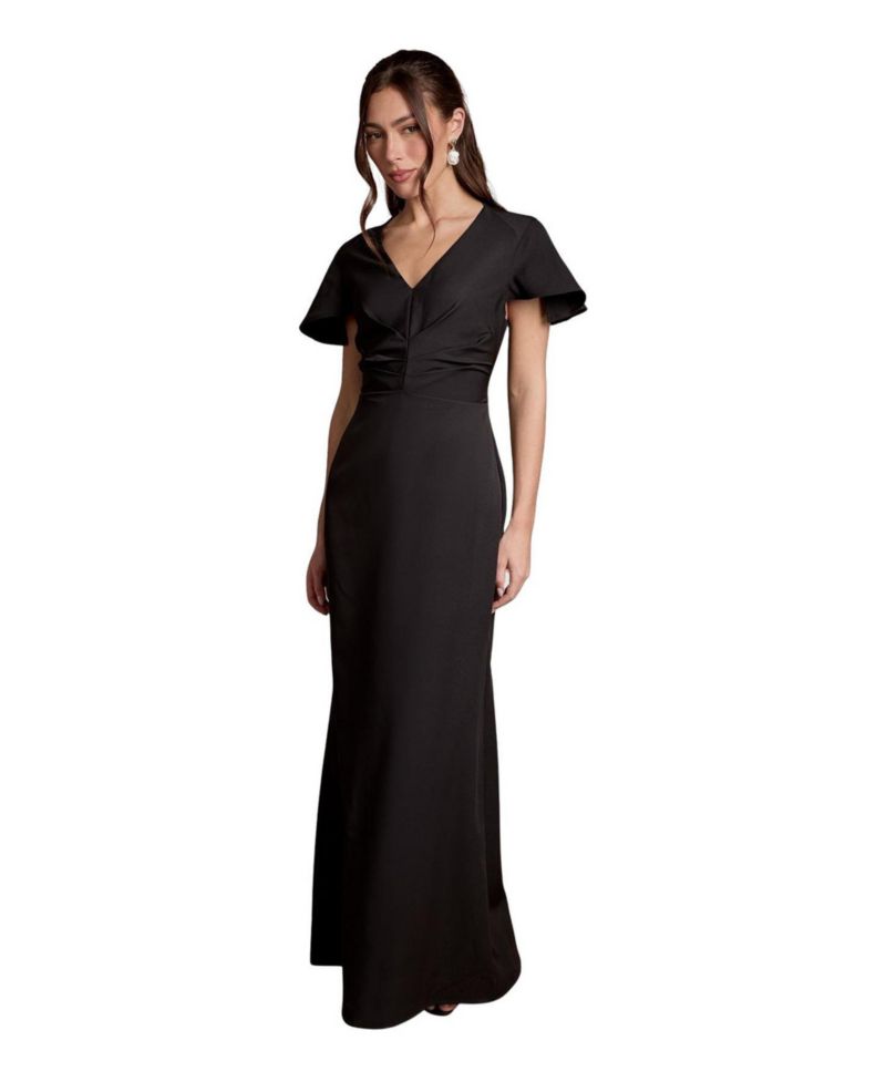 Women's Crepe V-Neck Maxi Dress