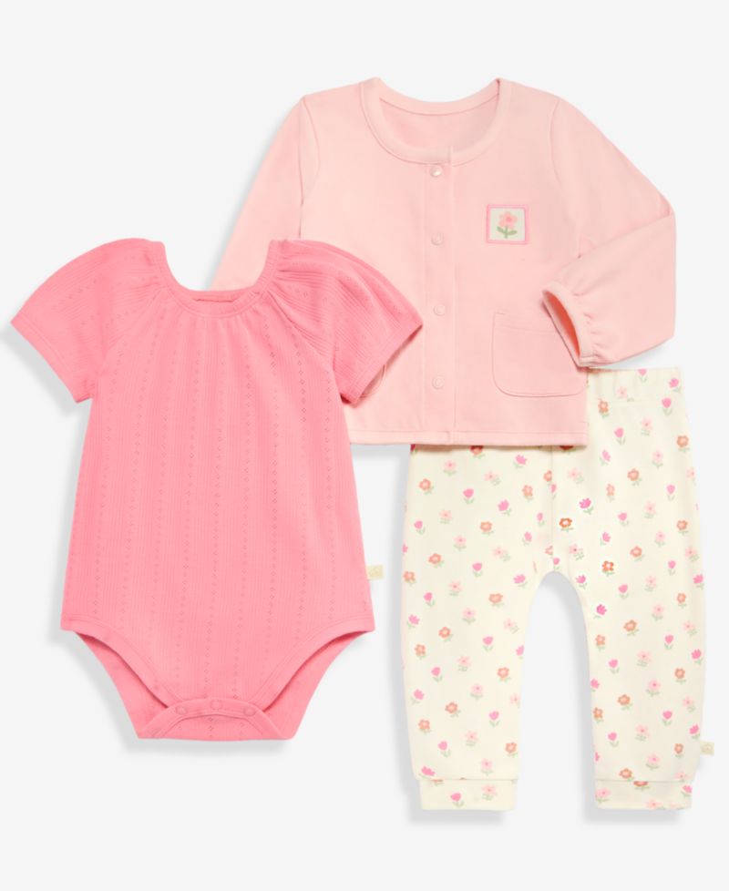 Baby Girls' Cardigan, Bodysuit and Pants, 3-Piece Set
