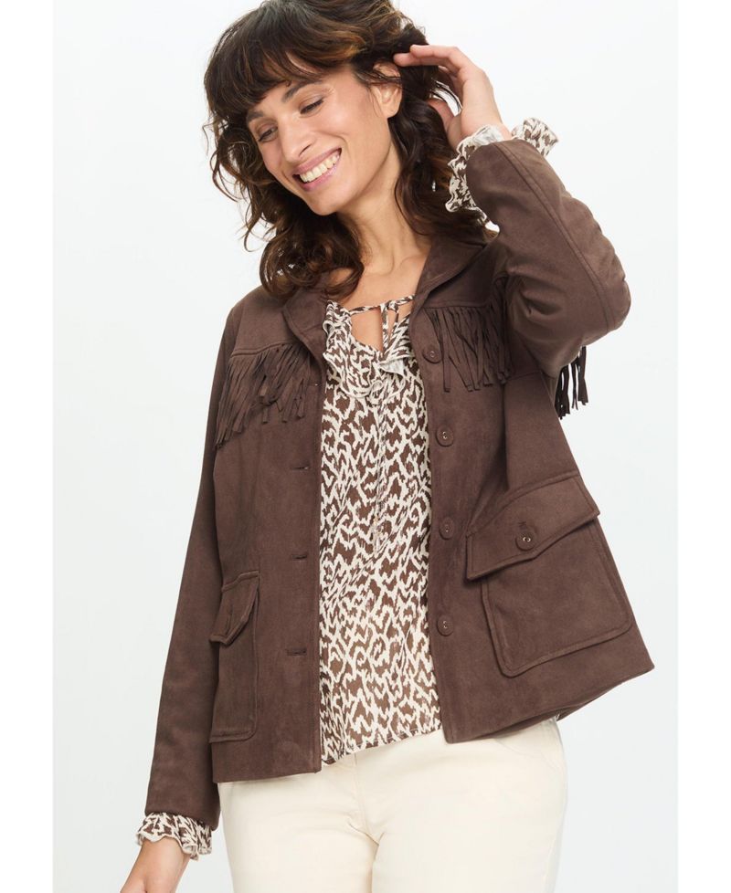 Faux Suede Fringe Jacket
