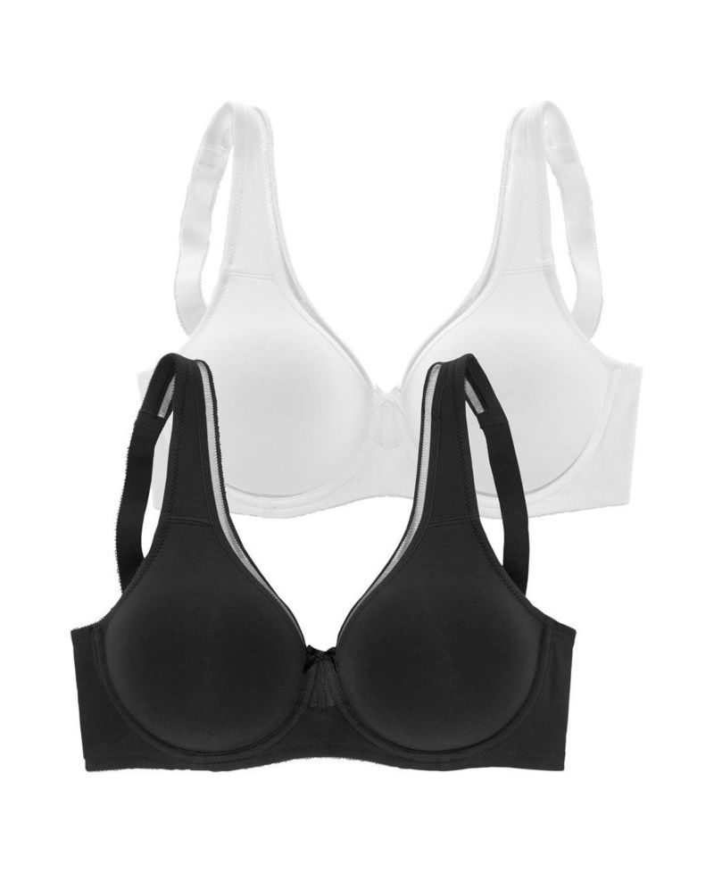 Women's Cotton 2-Pack Underwire Minimizer T-Shirt Bra