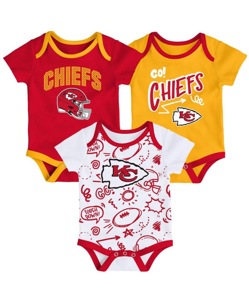 Baby Boys and Girls 3-Piece Kansas City Chiefs All Day Play Bodysuit Set