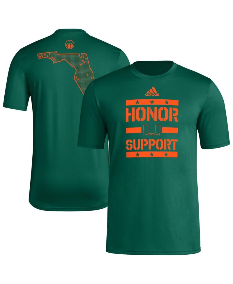 Men's Green Miami Hurricanes Honor Support Pre-Game T-Shirt