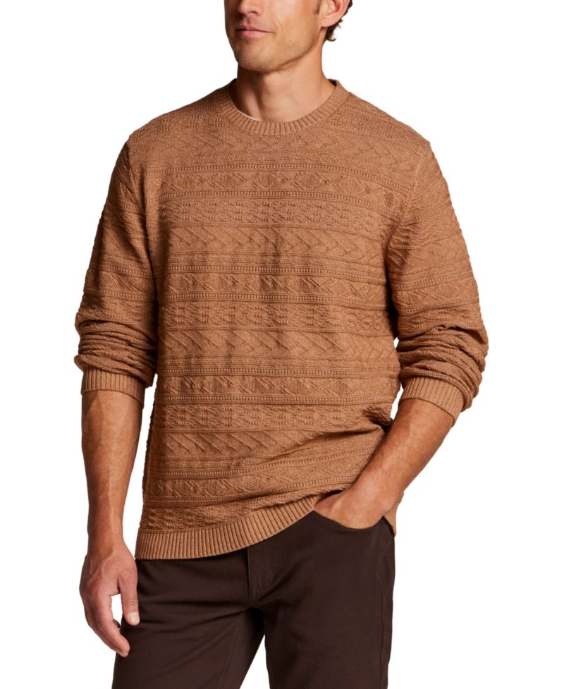 Men's Textured Horizontal Pattern Crew Sweater