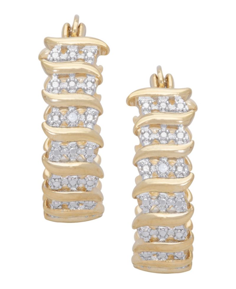 Diamond Accent "S" Hoop Earrings