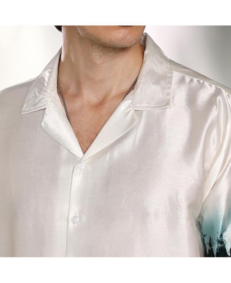 Men's Ivory White & Pine Green Pine Ombre Shirt