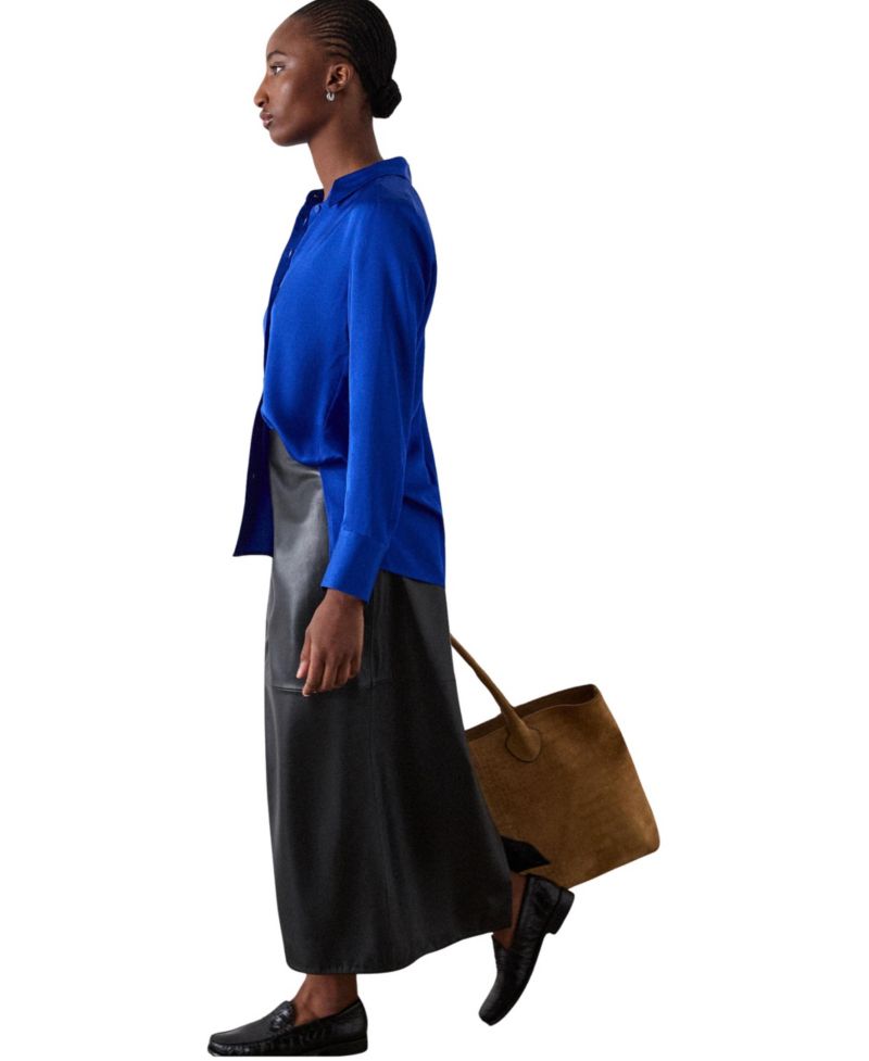 Women's Satin Collared Shirt