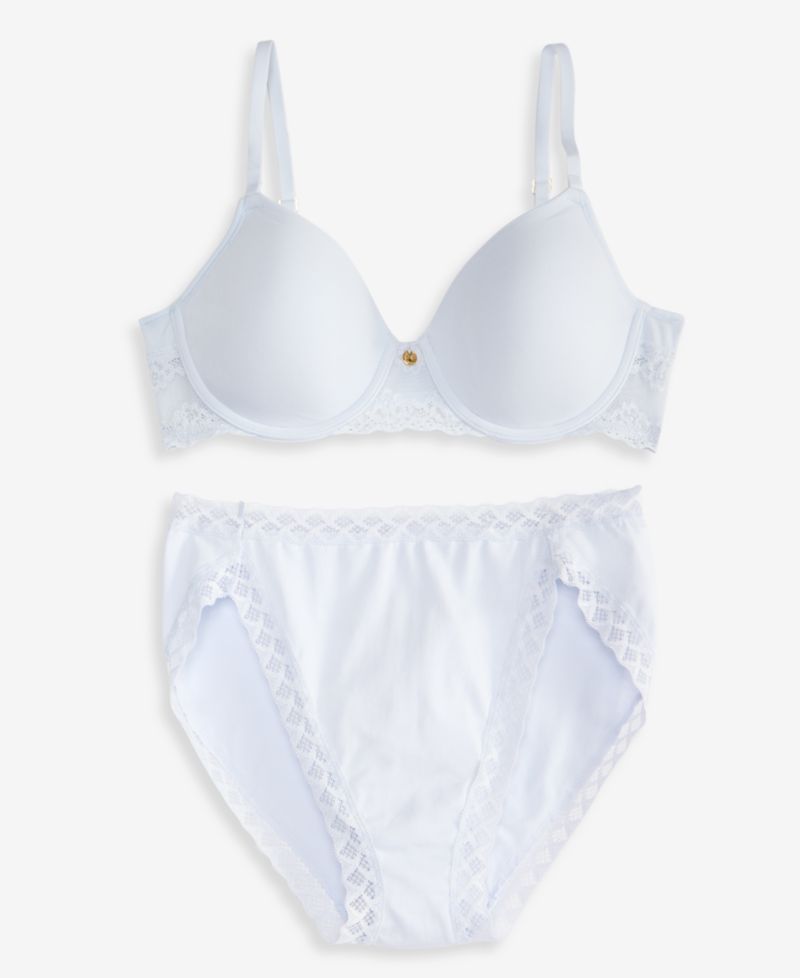 Women's Bliss Perfection Contour Underwire Bra & Bliss Lace-Trim Cotton French-Cut Brief Underwear
