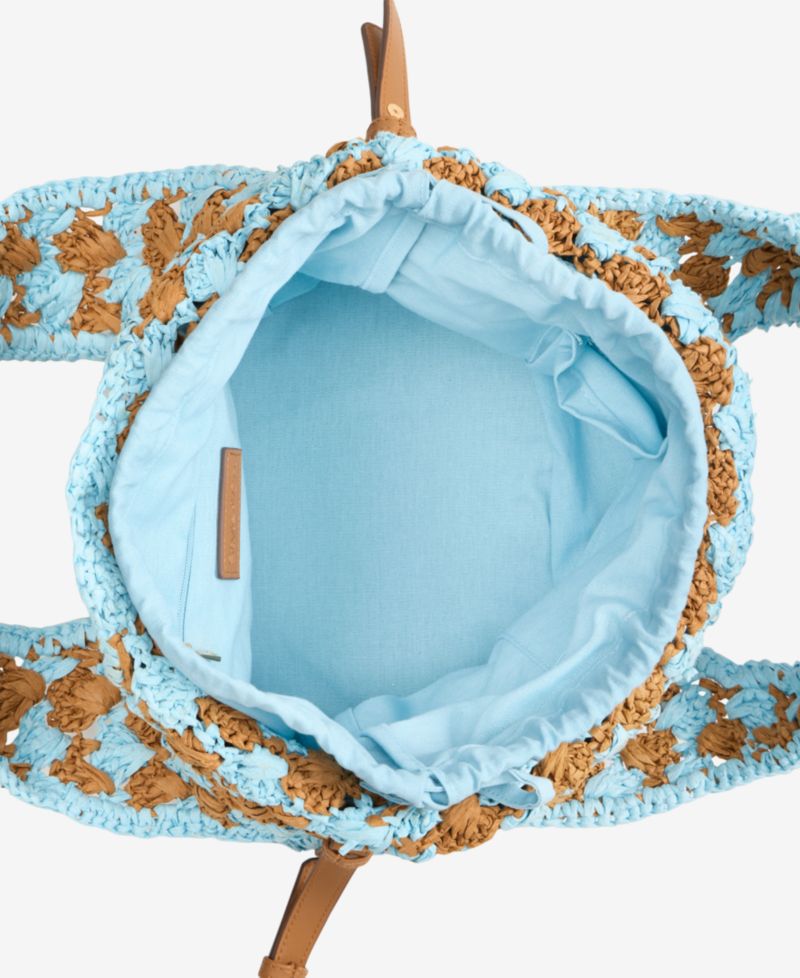 Drawstring Straw Handle Mini Tote