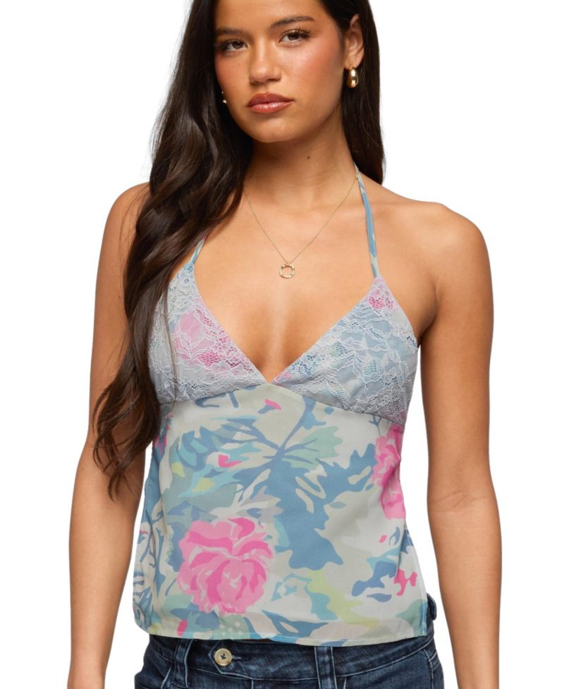 Women's Bloomey Printed Backless Halter Top