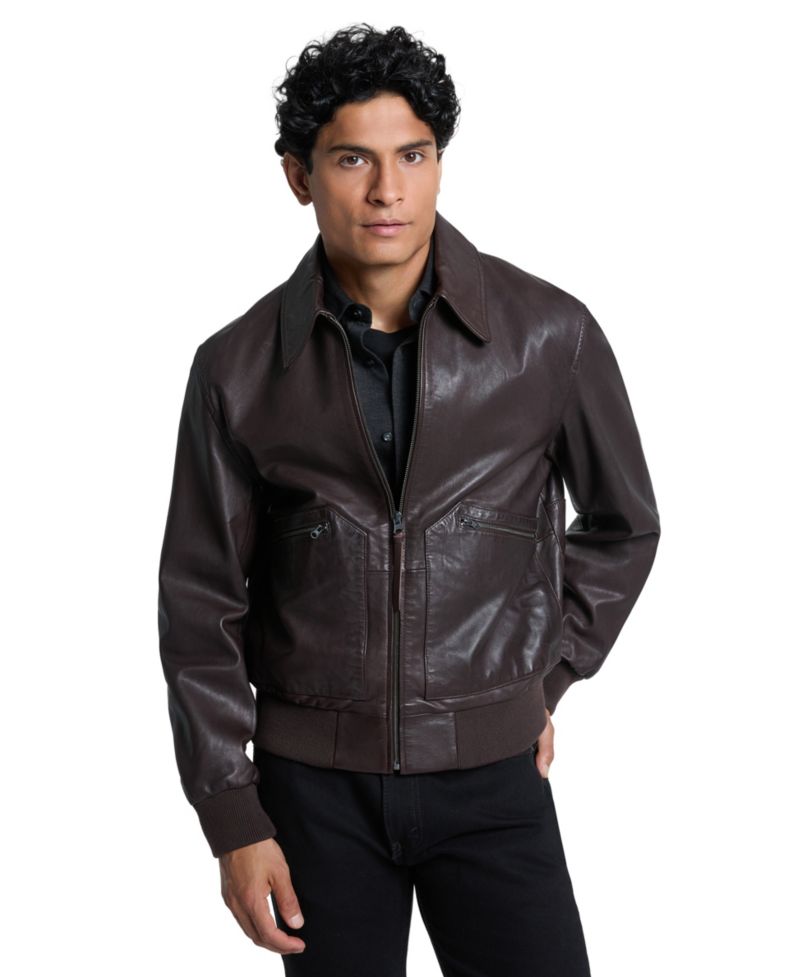 Men's Teddy Genuine Leather Bomber Jacket