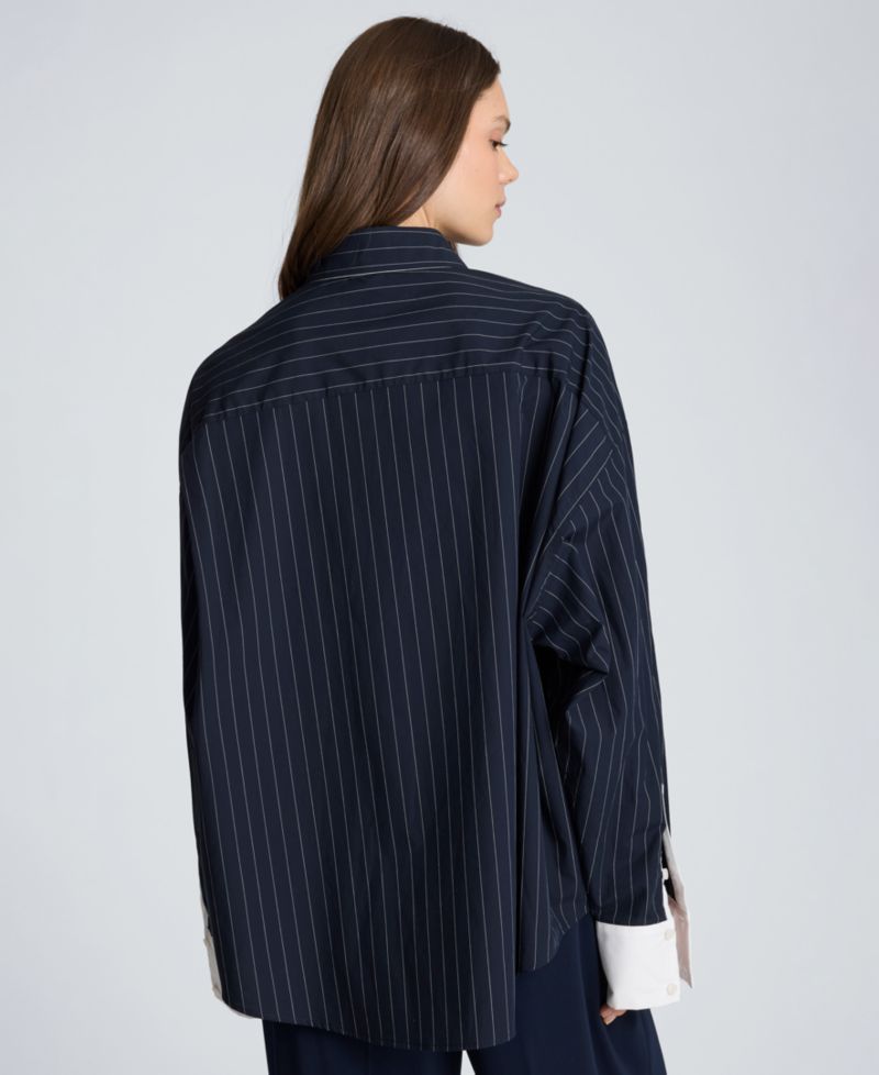 Women's Long-Sleeve Striped Button-Front Shirt