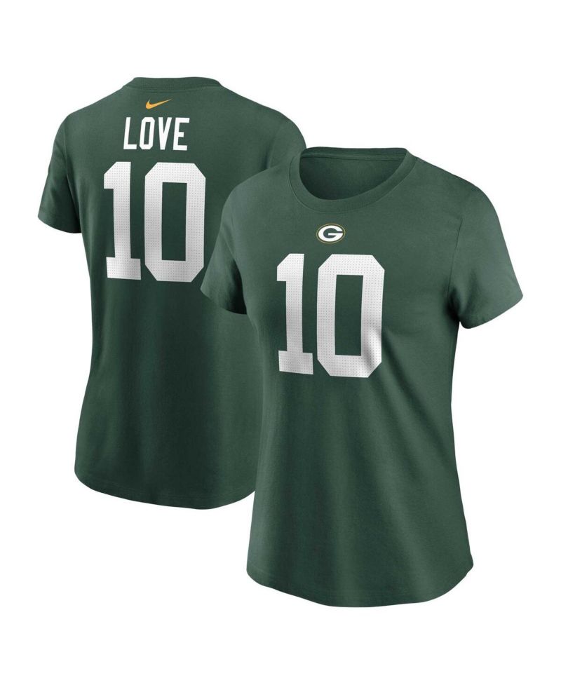 Women's Jordan Love Green Green Bay Packers Player Name and Number T-shirt