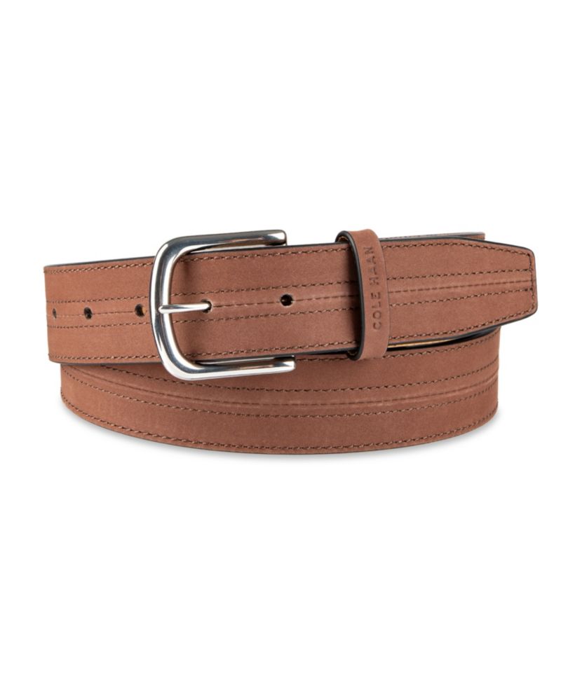 35MM Men's Seam-Stitched Leather Dress Belt