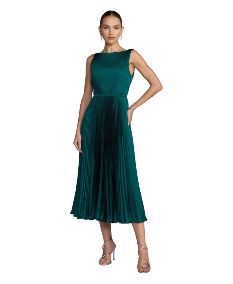 Women's Pleated Sleeveless Midi Dress