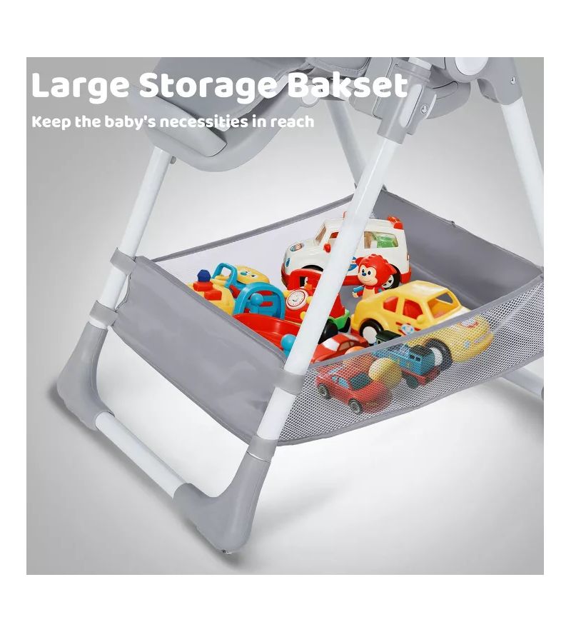 Convertible Baby High Chair with Adjustable Height, Double Tray and Compact Fold